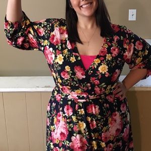 Floral floor length wrap dress